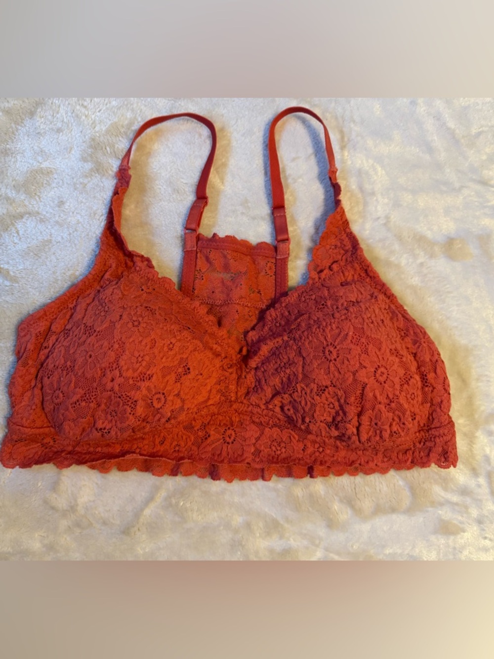 Aerie Coral Padded Lift Lace Bralette Size Large